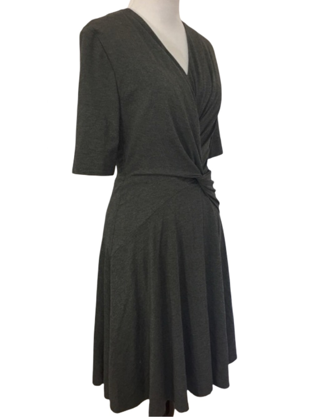 M.M Lafleur The Jenny Dress 2.0 Twist Front Jersey Dress NWT Charcoal Gray - Picture 2 of 7